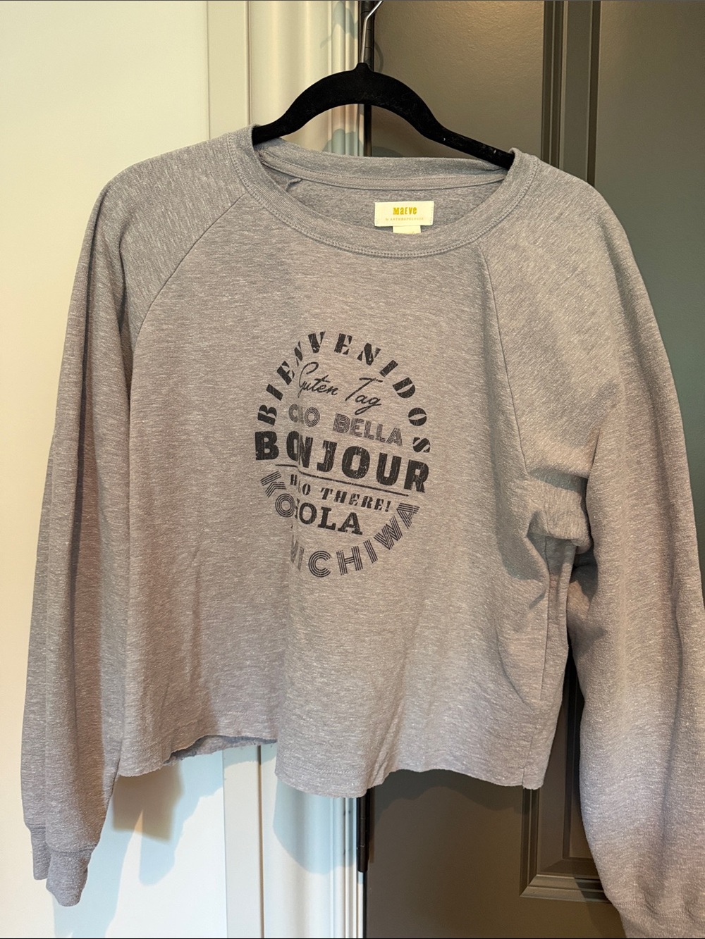Maeve Gray Bonjour Graphic Sweatshirt